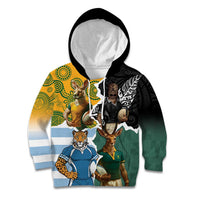 Personalised Rugby 2025 Championship Kid Hoodie Southern Hemisphere Countries Mascots - Polynesian Pride