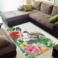 Aloha Hawaii Nene Goose Area Rug Tropical Flowers Watercolor Stylized - Polynesian Pride