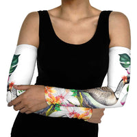 Aloha Hawaii Nene Goose Arm Sleeves Tropical Flowers Watercolor Stylized - Polynesian Pride