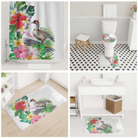 Aloha Hawaii Nene Goose Bathroom Set Tropical Flowers Watercolor Stylized - Polynesian Pride