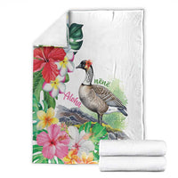 Aloha Hawaii Nene Goose Blanket Tropical Flowers Watercolor Stylized - Polynesian Pride