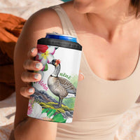 Aloha Hawaii Nene Goose 4 in 1 Can Cooler Tumbler Tropical Flowers Watercolor Stylized - Polynesian Pride