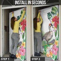 Aloha Hawaii Nene Goose Door Cover Tropical Flowers Watercolor Stylized - Polynesian Pride