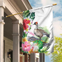 Aloha Hawaii Nene Goose Garden Flag Tropical Flowers Watercolor Stylized - Polynesian Pride