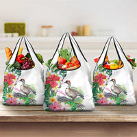 Aloha Hawaii Nene Goose Grocery Bag Tropical Flowers Watercolor Stylized - Polynesian Pride