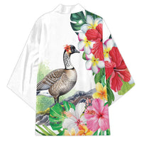 Aloha Hawaii Nene Goose Kimono Tropical Flowers Watercolor Stylized - Polynesian Pride