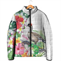 Aloha Hawaii Nene Goose Padded Jacket Tropical Flowers Watercolor Stylized - Polynesian Pride