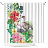 Aloha Hawaii Nene Goose Shower Curtain Tropical Flowers Watercolor Stylized - Polynesian Pride