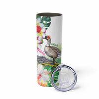 Aloha Hawaii Nene Goose Skinny Tumbler Tropical Flowers Watercolor Stylized - Polynesian Pride