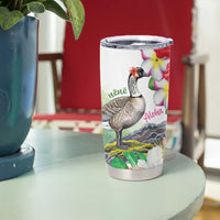 Aloha Hawaii Nene Goose Tumbler Cup Tropical Flowers Watercolor Stylized - Polynesian Pride