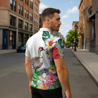 Aloha Hawaii Nene Goose Zipper Polo Shirt Tropical Flowers Watercolor Stylized LT14 - Polynesian Pride