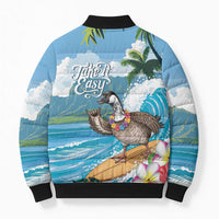 Aloha Hawaii Shaka Nene Goose Bomber Puffer Jacket Surfing Take It Easy - Polynesian Pride