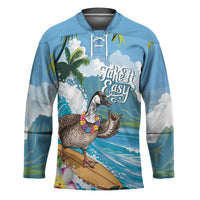 Aloha Hawaii Shaka Nene Goose Hockey Jersey Surfing Take It Easy LT14 Unisex Blue - Polynesian Pride