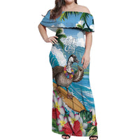 Aloha Hawaii Shaka Nene Goose Off Shoulder Maxi Dress Surfing Take It Easy - Polynesian Pride
