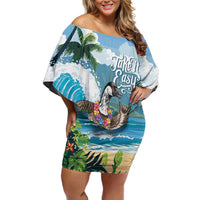 Aloha Hawaii Shaka Nene Goose Off Shoulder Short Dress Surfing Take It Easy - Polynesian Pride