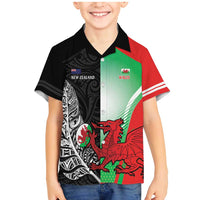New Zealand and Wales Rugby Custom Family Matching Mermaid Dress and Hawaiian Shirt Aotearoa All Black Combine Welsh Dragon - Polynesian Pride