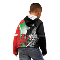 New Zealand and Wales Rugby Custom Kid Hoodie Aotearoa All Black Combine Welsh Dragon - Polynesian Pride