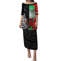New Zealand and Wales Rugby Custom Puletasi Aotearoa All Black Combine Welsh Dragon - Polynesian Pride