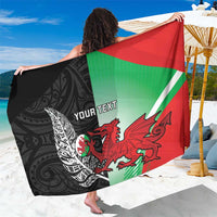 New Zealand and Wales Rugby Custom Sarong Aotearoa All Black Combine Welsh Dragon - Polynesian Pride