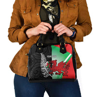 New Zealand and Wales Rugby Custom Shoulder Handbag Aotearoa All Black Combine Welsh Dragon - Polynesian Pride