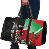 New Zealand and Wales Rugby Custom Travel Bag Aotearoa All Black Combine Welsh Dragon - Polynesian Pride