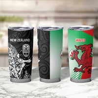 New Zealand and Wales Rugby Custom Tumbler Cup Aotearoa All Black Combine Welsh Dragon - Polynesian Pride