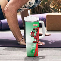 New Zealand and Wales Rugby Custom Tumbler With Handle Aotearoa All Black Combine Welsh Dragon - Polynesian Pride