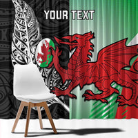 New Zealand and Wales Rugby Custom Window Curtain Aotearoa All Black Combine Welsh Dragon - Polynesian Pride