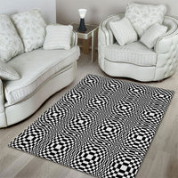 Black White Filipino Binakol Motifs Area Rug Mabuhay Philippines Festival Kusikus Pattern