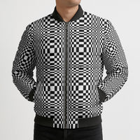 Black White Filipino Binakol Motifs Bomber Puffer Jacket Mabuhay Philippines Festival Kusikus Pattern