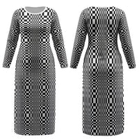 Black White Filipino Binakol Motifs Family Matching Long Sleeve Bodycon Dress and Hawaiian Shirt Mabuhay Philippines Festival Kusikus Pattern