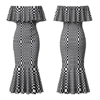 Black White Filipino Binakol Motifs Family Matching Mermaid Dress and Hawaiian Shirt Mabuhay Philippines Festival Kusikus Pattern