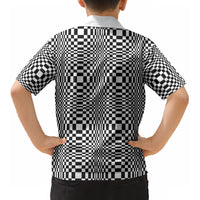 Black White Filipino Binakol Motifs Kid Hawaiian Shirt Mabuhay Philippines Festival Kusikus Pattern