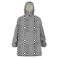 Black White Filipino Binakol Motifs Wearable Blanket Hoodie Mabuhay Philippines Festival Kusikus Pattern