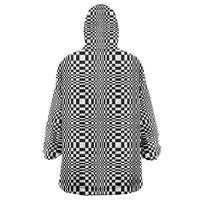 Black White Filipino Binakol Motifs Wearable Blanket Hoodie Mabuhay Philippines Festival Kusikus Pattern