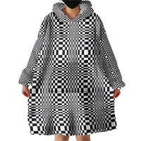 Black White Filipino Binakol Motifs Wearable Blanket Hoodie Mabuhay Philippines Festival Kusikus Pattern