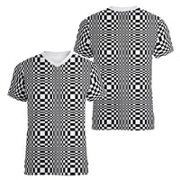 Black White Filipino Binakol Motifs Women V-Neck T-Shirt Mabuhay Philippines Festival Kusikus Pattern