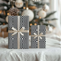 Black White Filipino Binakol Motifs Wrapping Paper Mabuhay Philippines Festival Kusikus Pattern