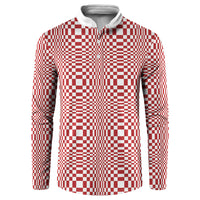Red White Filipino Binakol Motifs Button Sweatshirt Mabuhay Philippines Festival Kusikus Pattern