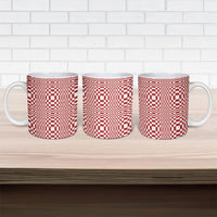 Red White Filipino Binakol Motifs Ceramic Mug Mabuhay Philippines Festival Kusikus Pattern