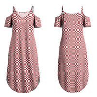 Red White Filipino Binakol Motifs Family Matching Summer Maxi Dress and Hawaiian Shirt Mabuhay Philippines Festival Kusikus Pattern