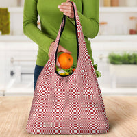 Red White Filipino Binakol Motifs Grocery Bag Mabuhay Philippines Festival Kusikus Pattern