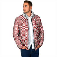 Red White Filipino Binakol Motifs Padded Jacket Mabuhay Philippines Festival Kusikus Pattern
