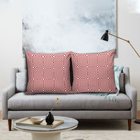 Red White Filipino Binakol Motifs Pillow Cover Mabuhay Philippines Festival Kusikus Pattern