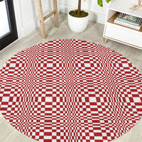 Red White Filipino Binakol Motifs Round Carpet Mabuhay Philippines Festival Kusikus Pattern