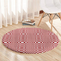Red White Filipino Binakol Motifs Round Carpet Mabuhay Philippines Festival Kusikus Pattern