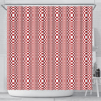 Red White Filipino Binakol Motifs Shower Curtain Mabuhay Philippines Festival Kusikus Pattern