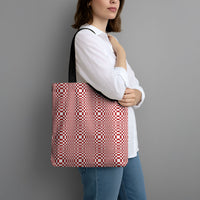 Red White Filipino Binakol Motifs Tote Bag Mabuhay Philippines Festival Kusikus Pattern