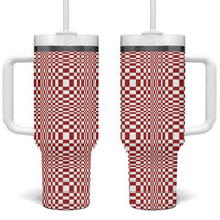 Red White Filipino Binakol Motifs Tumbler With Handle Mabuhay Philippines Festival Kusikus Pattern