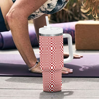 Red White Filipino Binakol Motifs Tumbler With Handle Mabuhay Philippines Festival Kusikus Pattern